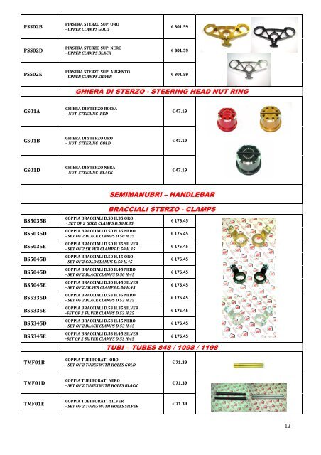 DUCABIKE SPECIAL MOTO PARTS 2011