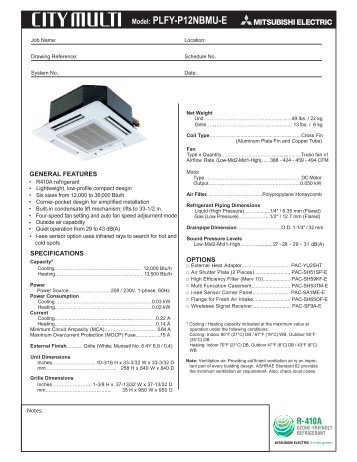 Model: PLFY-P12NBMU-E - Mitsubishi Electric Sales Canada Inc.