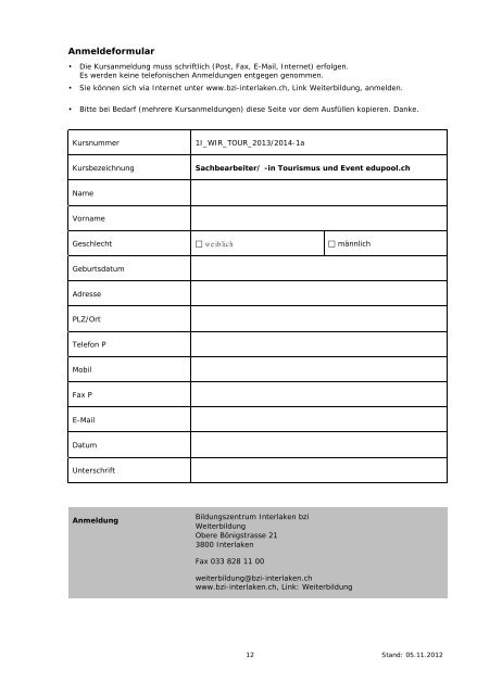 Sachbearbeiterin/Sachbearbeiter Tourismus und Event edupool.ch