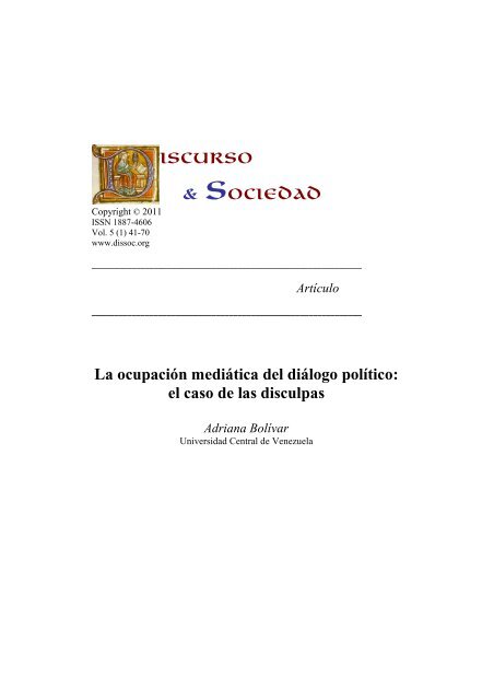 La ocupaciÃ³n mediÃ¡tica del diÃ¡logo polÃ­tico: el caso de las disculpas