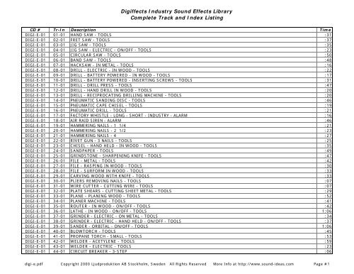 Digiffects Industry Sound Effects Library Complete ... - Music & Images