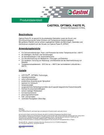 CASTROL Optimol Paste PL 2008-10 (PDF) - Korb Schmierstoffe