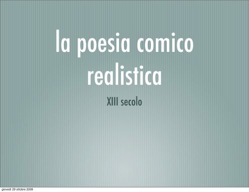 La poesia comico-realistica