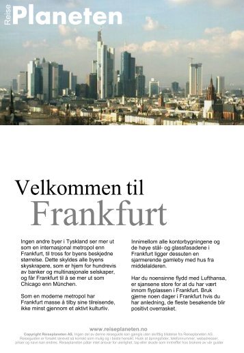 Reiseplanetens guide til Frankfurt