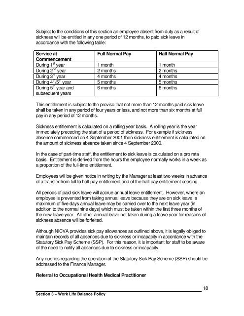 APPENDIX 13 â SICK LEAVE AND ALLOWANCES - Nicva