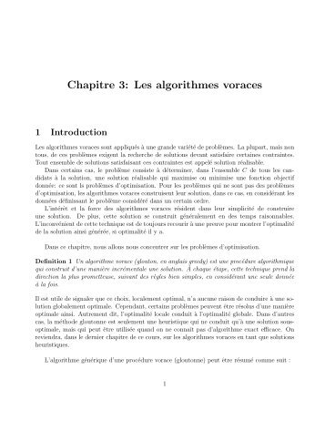 Chapitre 3: Les algorithmes voraces - UQAC