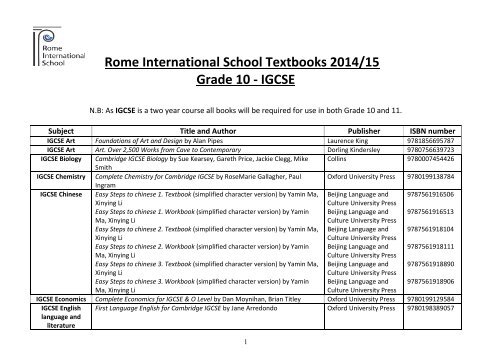 igcse - Rome International School