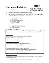 Operations Bulletin0912 - Geisinger Health Plan