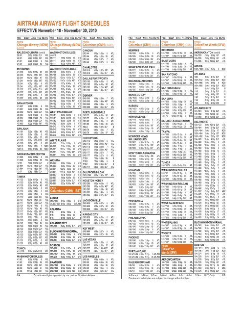 TIMETABLE - Airtran Airways