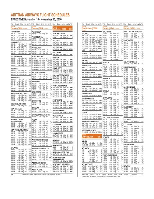 TIMETABLE - Airtran Airways