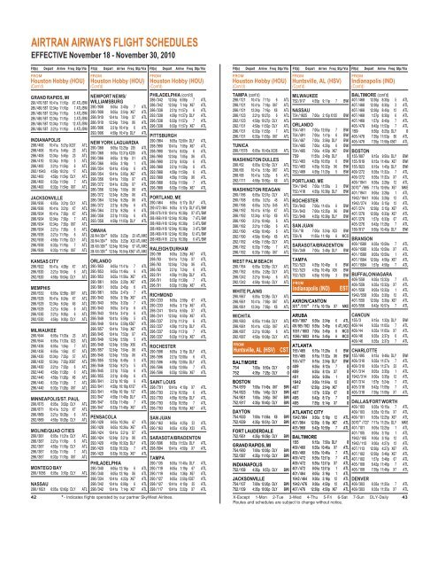 TIMETABLE - Airtran Airways