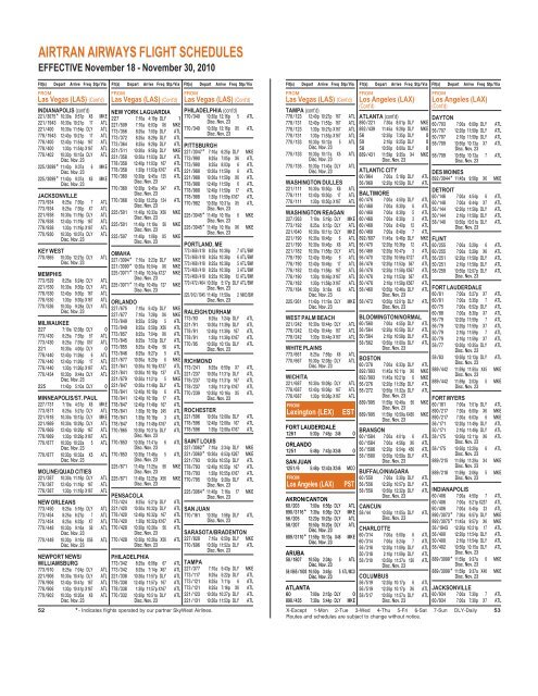 TIMETABLE - Airtran Airways