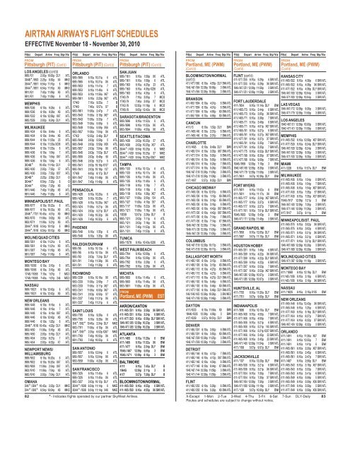 TIMETABLE - Airtran Airways