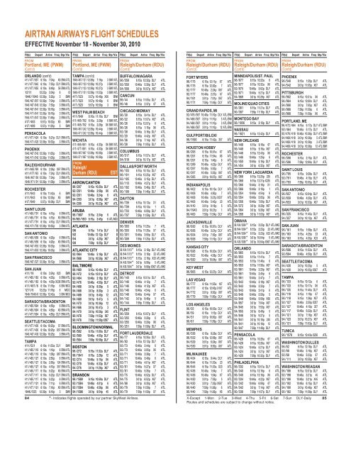 TIMETABLE - Airtran Airways