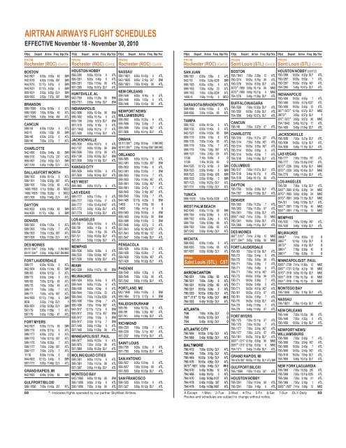 TIMETABLE - Airtran Airways