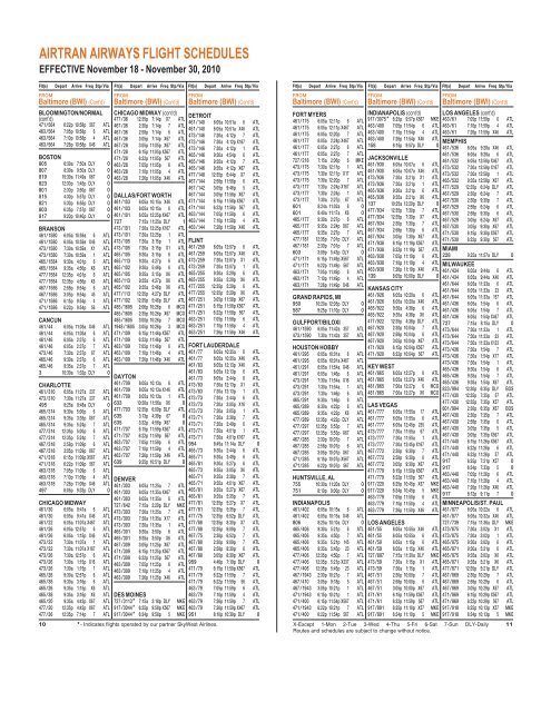 TIMETABLE - Airtran Airways