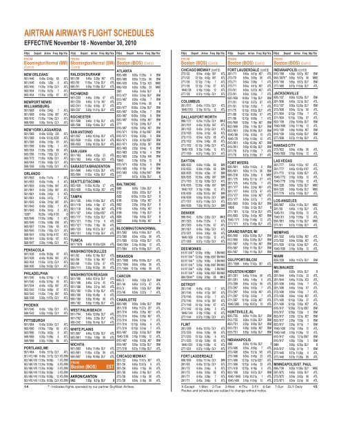 TIMETABLE - Airtran Airways