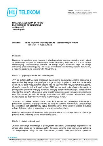 Jedinstvena procedura_H1 TELEKOM_komentari.pdf - Hakom