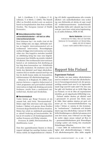 Johan Sandelin: Rapport från Finland