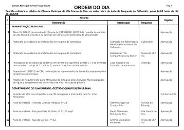 ORDEM DO DIA - CÃ¢mara Municipal de Vila Franca de Xira