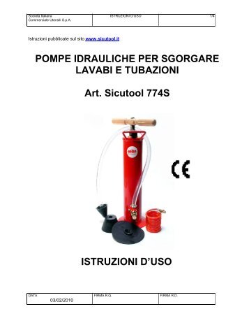 POMPE IDRAULICHE PER SGORGARE LAVABI E ... - Sicutool