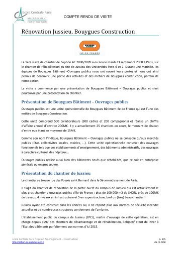 Visite RÃ©novation Jussieu, Bouygues construction - Site de l'Option ...