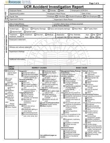 UCR Accident Investigation Report - Environmental Health & Safety