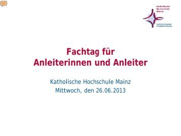 Fachtag Praxisreferat - Katholische Hochschule Mainz