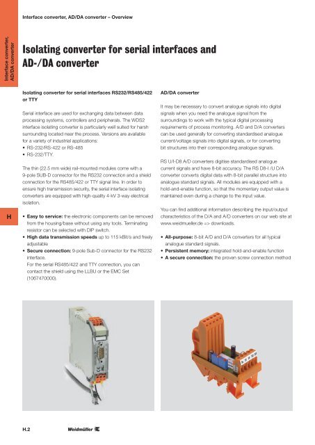 ÐÐ°ÑÐ°Ð»Ð¾Ð³ Weidmuller: Electronics - Analogue Signal Conditioning