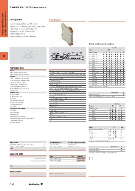 ÐÐ°ÑÐ°Ð»Ð¾Ð³ Weidmuller: Electronics - Analogue Signal Conditioning