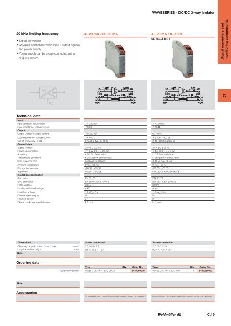 ÐÐ°ÑÐ°Ð»Ð¾Ð³ Weidmuller: Electronics - Analogue Signal Conditioning