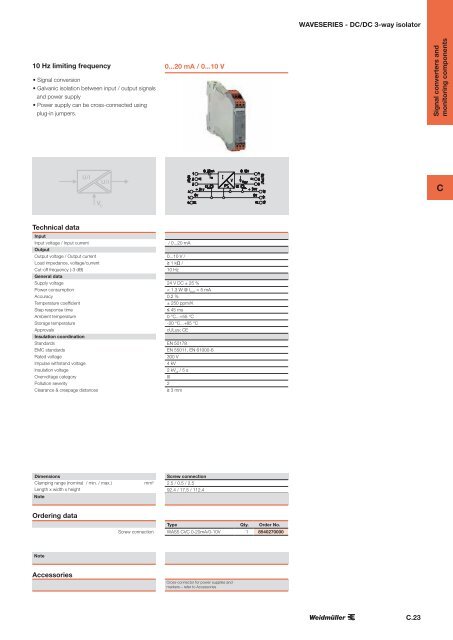 ÐÐ°ÑÐ°Ð»Ð¾Ð³ Weidmuller: Electronics - Analogue Signal Conditioning