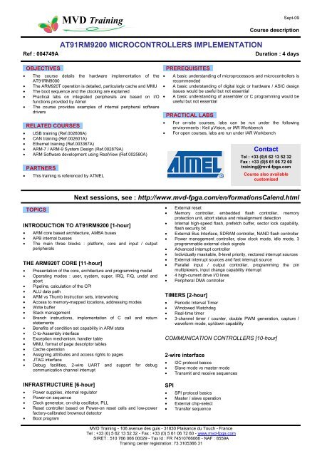 Training AT91RM9200 MICROCONTROLLERS IMPLEMENTATION