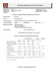 Garland MSDS Production - MSDS - The Garland Company, Inc.