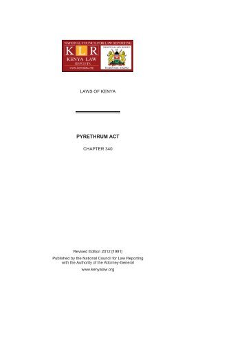 Pyrethrum Act (Cap 340) - Kenya Law Reports