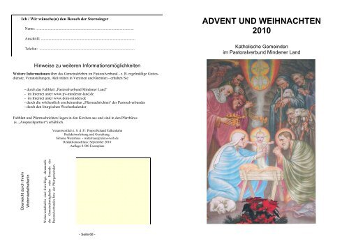 den Besuch der Sternsinger - Domgemeinde Minden