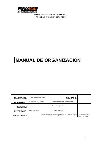 MANUAL ORGANIZACIONAL DE EL FOVIAL 1V