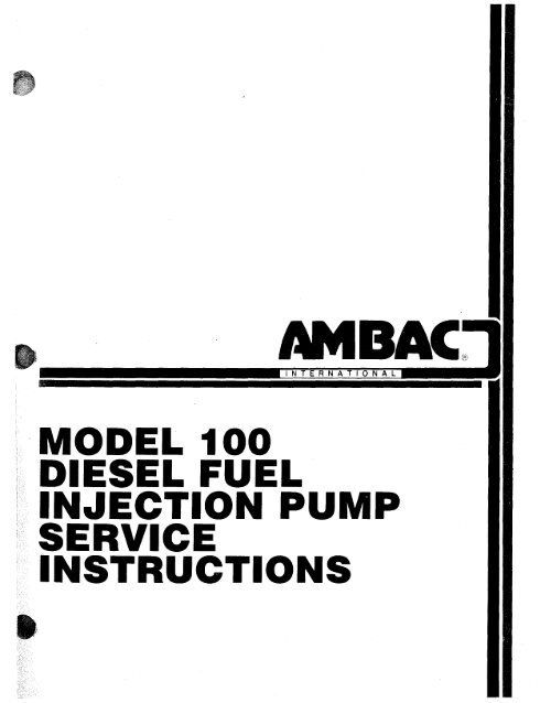 model 100 diesel fuel injection pump service AMBAC International