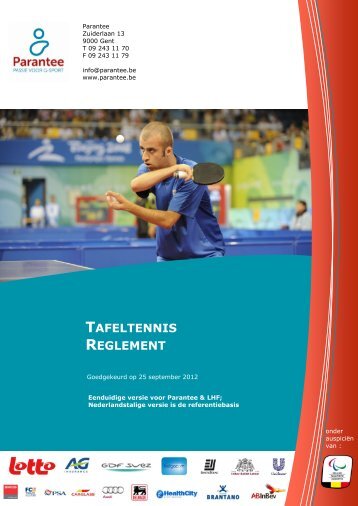 Reglement tafeltennis voor personen met een handicap - Parantee