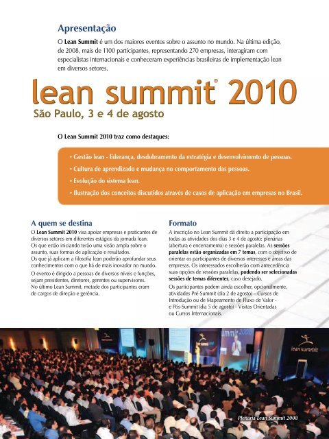 p r o g r a m a Ã§ Ã£ o d e t a l h a d a - Lean Summit 2010