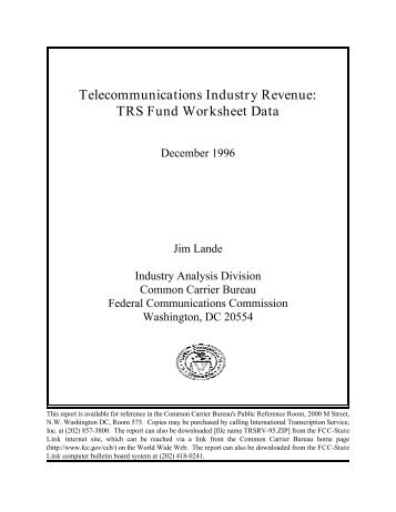 Telecommunications Industry Revenue: TRS Fund Worksheet ... - FCC