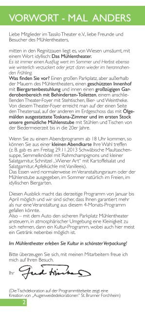 Programm Januar-April 2014 - Tassilo-Theater und Mühlentheater