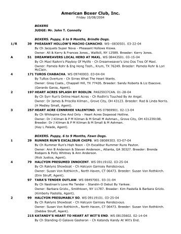 Specialty Classes - American Boxer Club