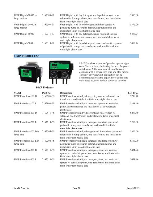 Catalog Price List - Becker Equipment,Inc.