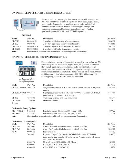 Catalog Price List - Becker Equipment,Inc.