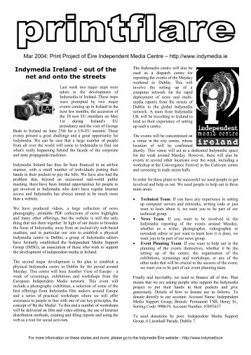 Printflare Issue 4 - March 2004 - Indymedia Ireland