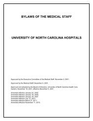 BYLAWS OF THE MEDICAL STAFF ... - UNC Health Care