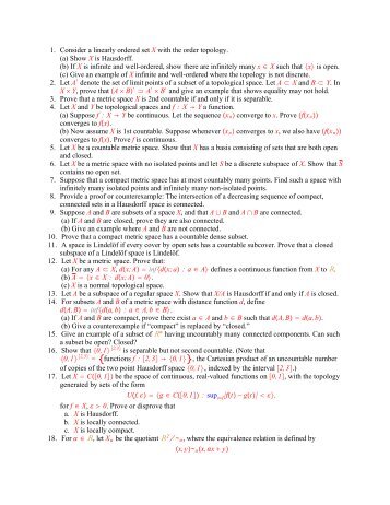 Practice problems for the Topology Prelim