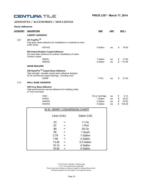 Adhesives / Accessories - Centura