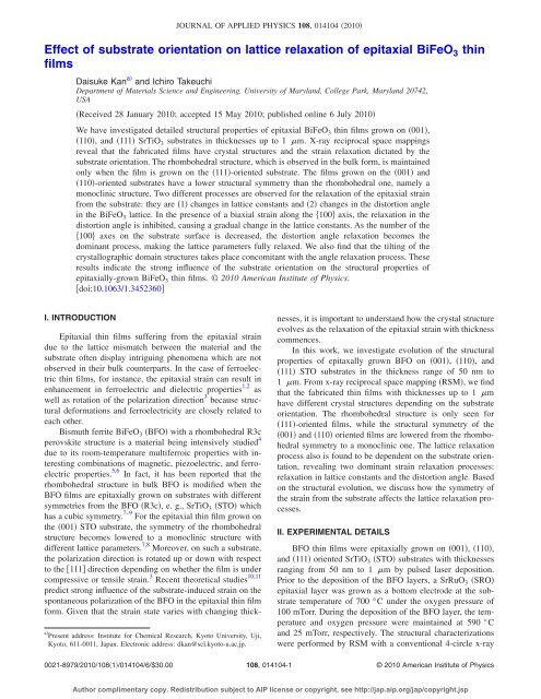 Effect of substrate orientation on lattice relaxation of epitaxial ...